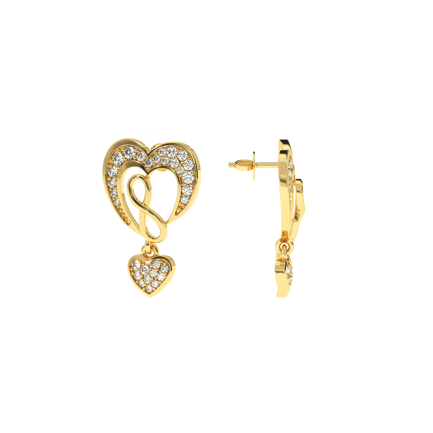 0.45ct Lab Diamond Infinity Heart Earrings HI/VS-SI